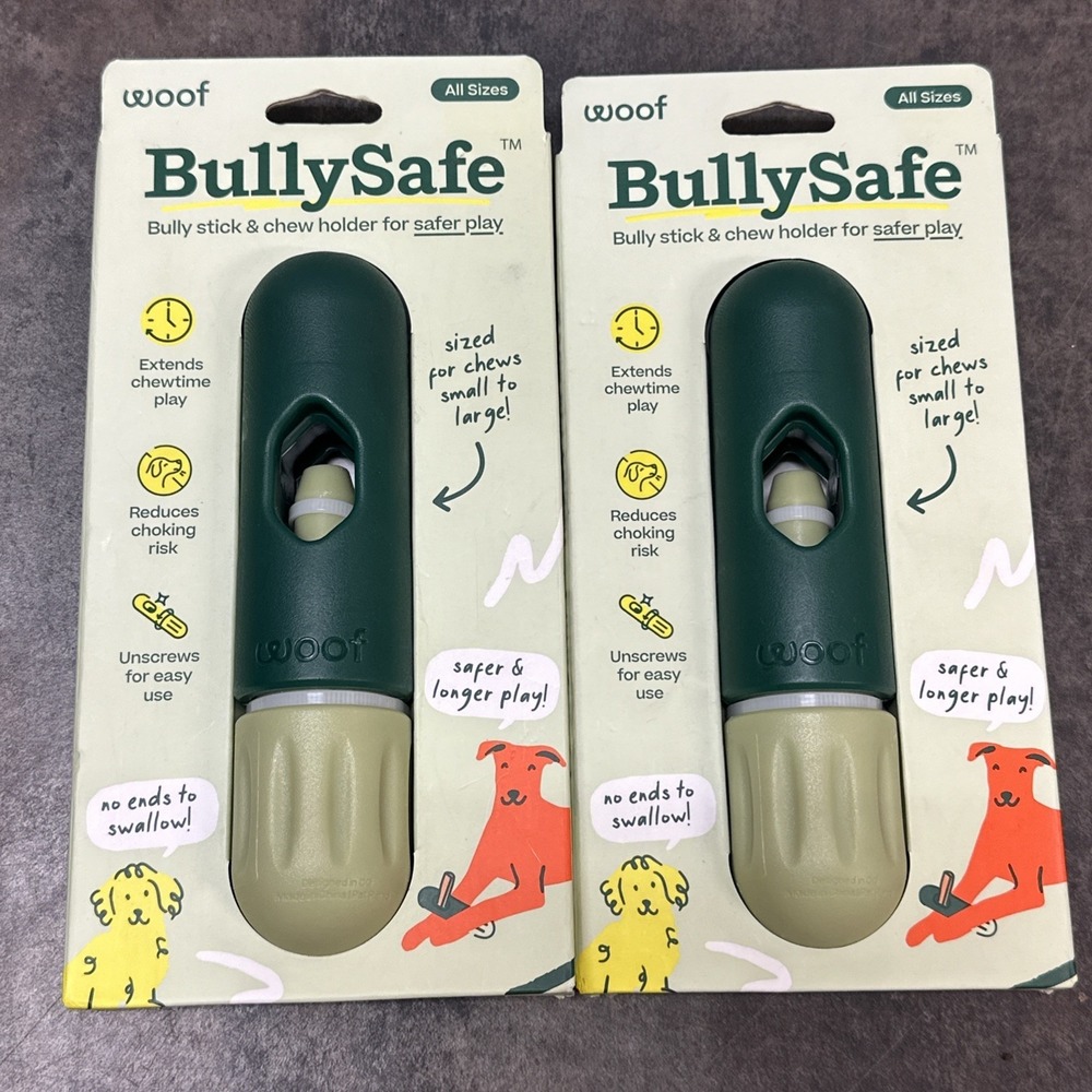 Woof BullySafe 2pk Bully Stick Treat Chew Holder Tough Non Toxic For Dogs 6.5"